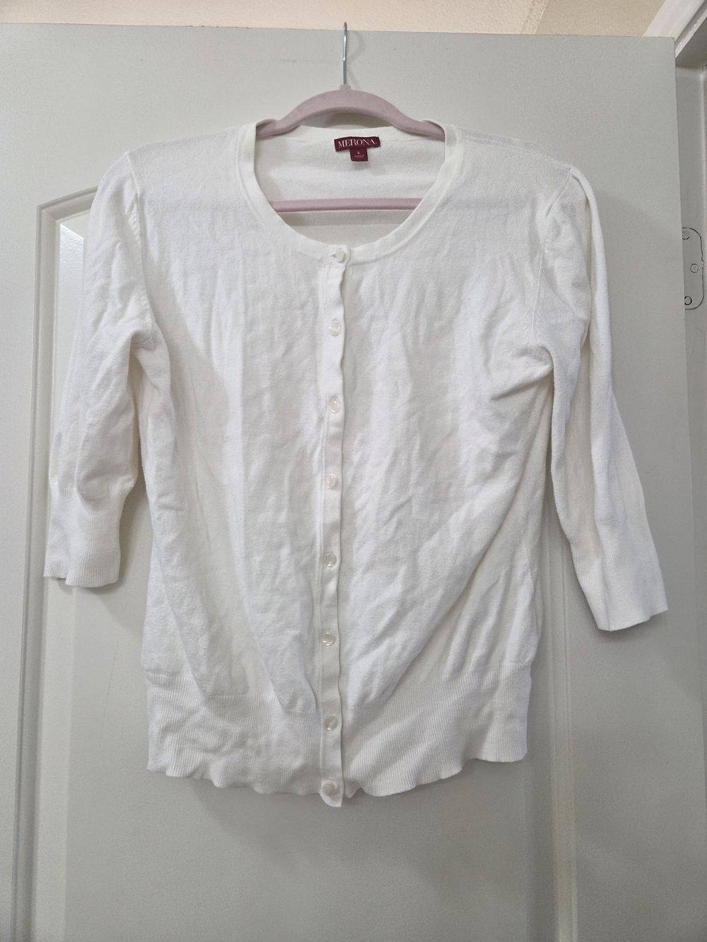 Merona White Button-Up Lightweight Cardigan
